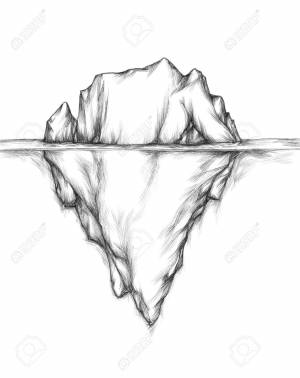 Illustration Of An Iceberg, Swimming In The Water Фотография, картинки, изображения и сток-фотография без роялти