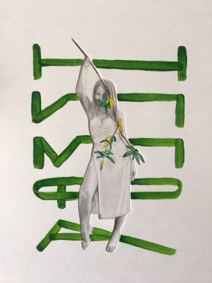 Карандаш, капля акрила, Нимфа