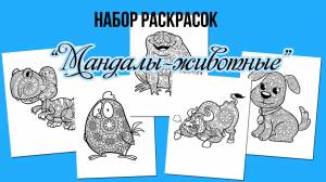 Набор из 5 раскрасок забавные животные