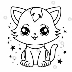 Раскраска с милым котом для детей