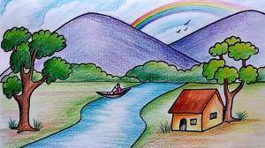 Летний пейзаж легкий рисунок