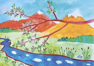 Весенний пейзаж легкие рисунки