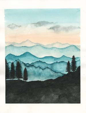 Пейзаж рисунок легко