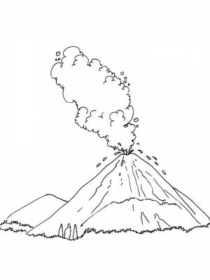 Картинка Вулкан раскраска на листе