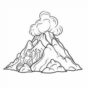 Раскраска вулкан с выходящим из него облаком