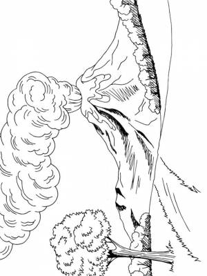 Раскраска Вулкан   в формате