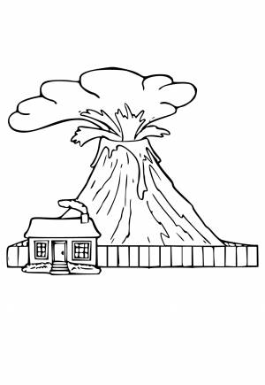 Раскраска Вулкан Дом