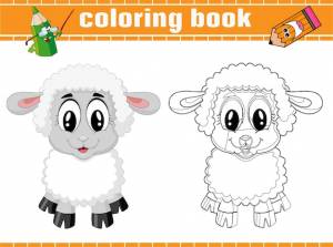 Раскраска баранина для детей мультипликационный персонаж