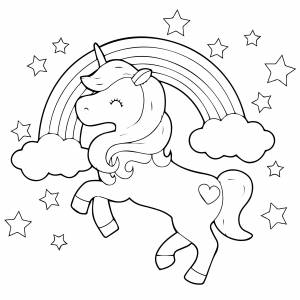 Красивая радуга и единорог