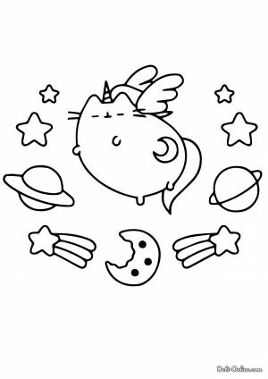 Раскраска Единорог кот Пушин