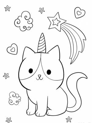 Кот единорог раскраска