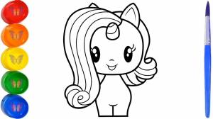 Рисунок раскраска Единорог