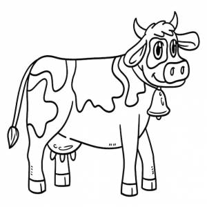 Корова животное изолированная страница раскраски для детей