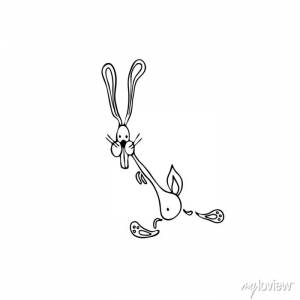 иллюстрация мультяшный смешной кролик