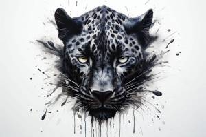 Пантера леопард ягуар в стиле аниме мультфильм акварель