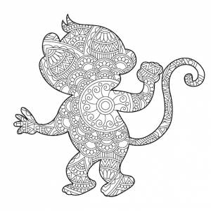 Zentangle обезьяна мандала раскраски для взрослых животных раскраски антистресс раскраски страницы