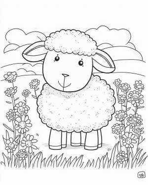Раскраска овечка, овца для детей 4, 5, 6, 7, 8 лет