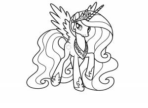 Раскраски Раскраска Пони из my little pony с шикарной гривой и хвостом Пони