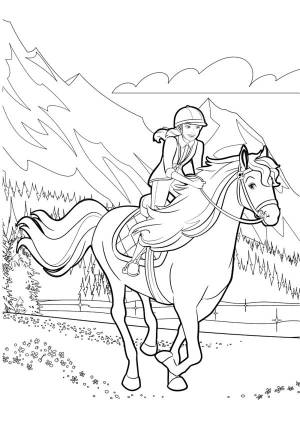 Beautiful Barbie Horse Coloring Page