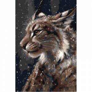 Рысь и снегопад 80х120 Раскраска картина по номерам на холсте Z-AB219-80x120