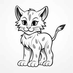 Любимая рысь, нарисованная вручную, милая книжка для раскрашивания, кавайский рисунок