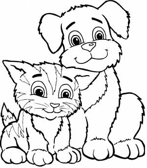 Раскраски Кошка и собака