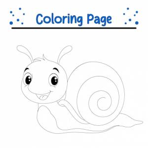 Симпатичная мультяшная раскраска улитки, векторная иллюстрация страницы раскраски животных для детей
