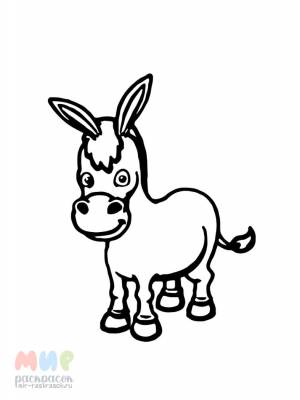 Раскраска Ослик побежал через мостик