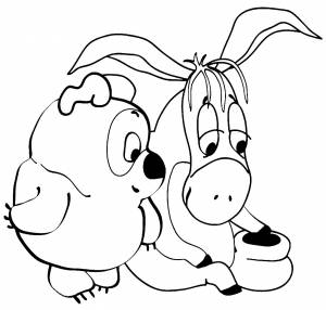 Раскраска Винни Пух ослик и пустой горшочек