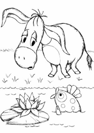 Раскраска Грустный Иа