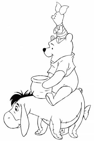 Раскраска Винни с осликом Иа и Пятачком