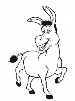 Картинка Ослик раскраска на листе  для девочек