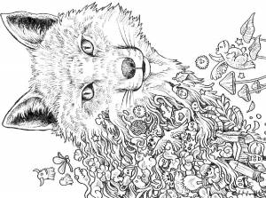 Раскраски сложная лиса