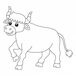раскраски быка, изолированная для детей