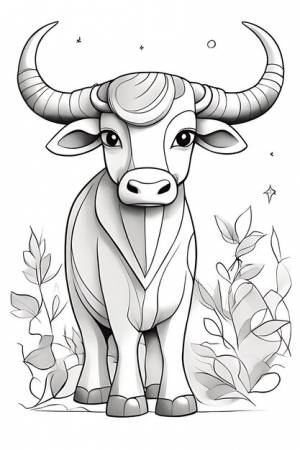 Раскраска бык для печати