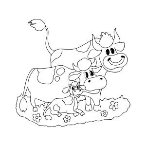 Раскраска Корова, бык и теленок ♥ Онлайн и !