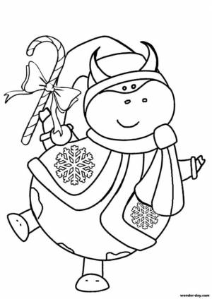 Раскраска Новогодний бык танцует