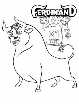 Раскраски Быков на Новый 2021 год