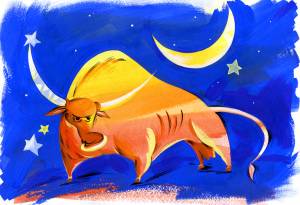 Иллюстрация Новогодний Бык в стиле 2d, графика, персонажи