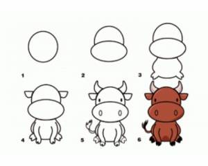 Рисуем красивого Быка поэтапно для детей