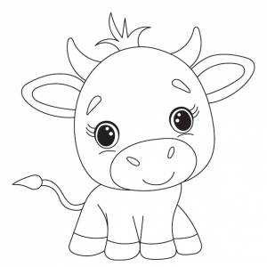 Бык детская книжка-раскраска изолированный вектор