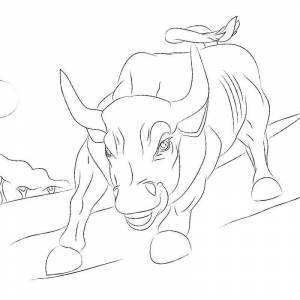 Раскраска мощный бык