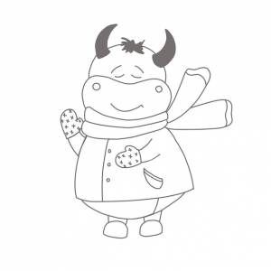 Раскраска год быка бык животные рогатые детская иллюстрация бык  бык