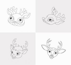 Книга раскраски головы оленя для детей антистресс рисованной векторной иллюстрации zentangle оленя
