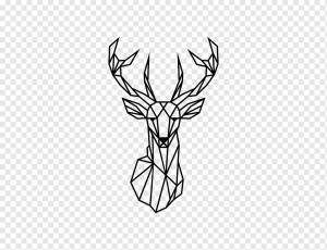 Северный олень наклейки на стены геометрия рога оленя, lineas decorativas, белый, монохромный, голова png