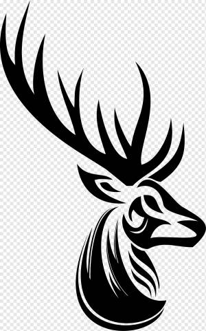 татуировка оленя, голова оленя, рога, силуэт, png