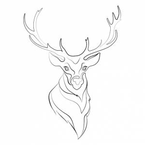 Голова оленя линия рисования векторной изолированной иллюстрации