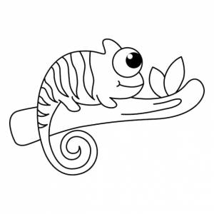 Милый хамелеон мультфильм раскраски страницы вектор иллюстрации для детей книжка-раскраска