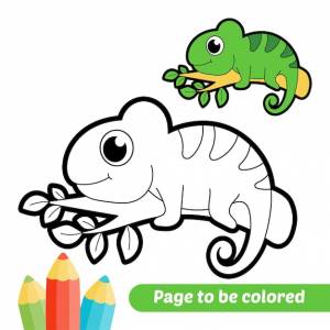 Книжка-раскраска для детей хамелеон вектор