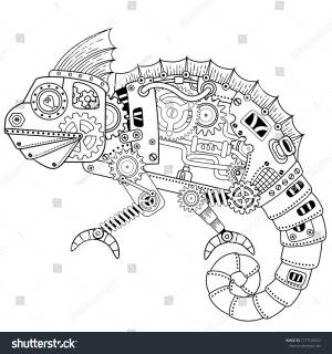Steampunk Vector Coloring Page Vector Coloring